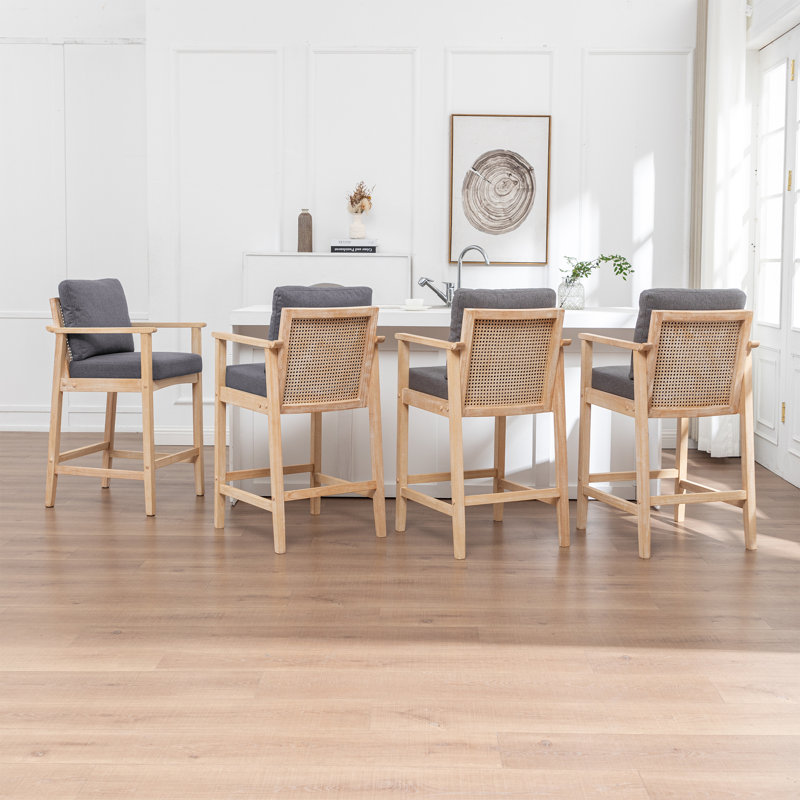 Ensemble de 4 tabourets de bar Willbanks, Gris clair