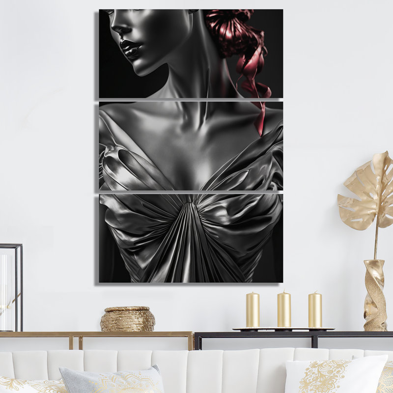 «Vintage Fashion Buste - Woman Sensual», ensemble d'art sur toile, H 28 po x l 36 po x P 1 po