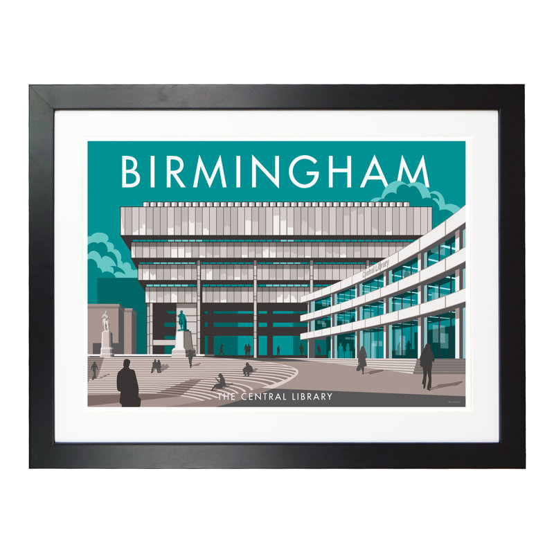 Birmingham by Stephen Millership - Print, Black, 33.5cm H x 43.5cm W x 2.2cm D