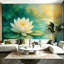Décoration murale auto-adhésive moderne à motif de fleur de lotus blanche pour salon de chambre à coucher L 100 po x l 144 po-116771317