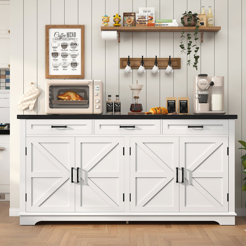61.02" Farmhouse Sideboards, Large Buffet Sideboards Cabinets with Storage, Coffee Bar Wine Bar for Living Room