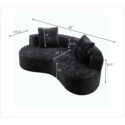 Canapé de sol 3 places rembourré sans ossature de 80 pouces avec 2 coussins