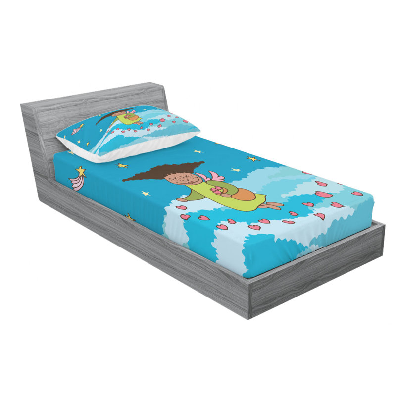 Ensemble de draps Angel Wings, Ensemble de draps pour lit simple avec drap-housse