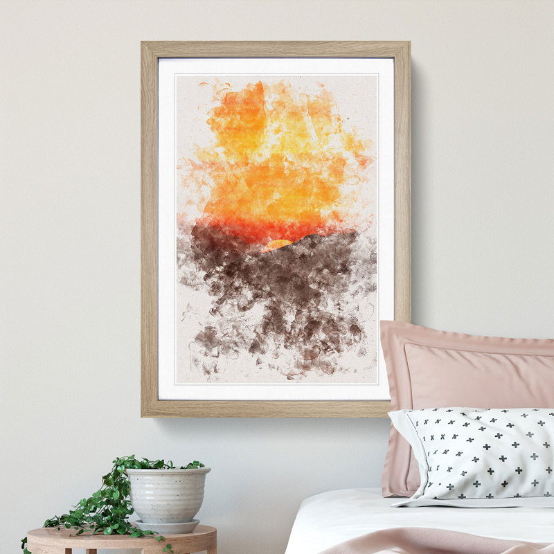Orange Sunset - Picture Frame Painting Print, Oak Framed, 87cm H x 62cm W x 2cm D