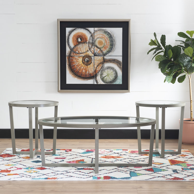 Ensemble de tables basses 3 pièces Athenia, gris
