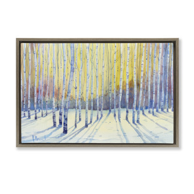 Sunlit Winter Birch Trees Floating Frame, design by Paul Brent