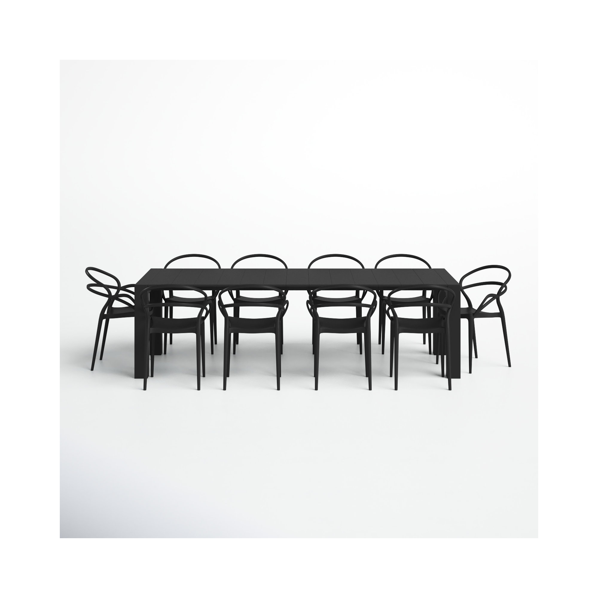 Comet Rectangular 10 - Person 102" Long Dining Set, Black
