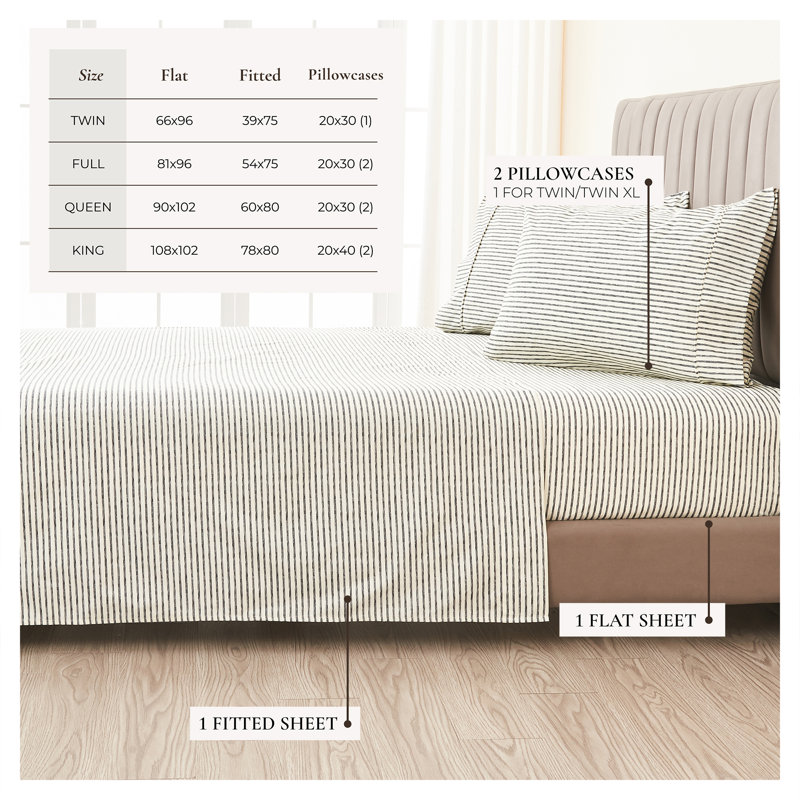 Ensemble de draps en microfibre Ultra Soft Lodge, Grand, Rayures gris foncé