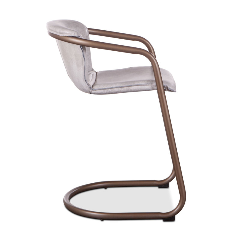 Chiavari Distressed Leather Bar Stool, Counter Stool (26" Seat Height), Vintage White Leather/ Oil Rubbed Bronze Frame