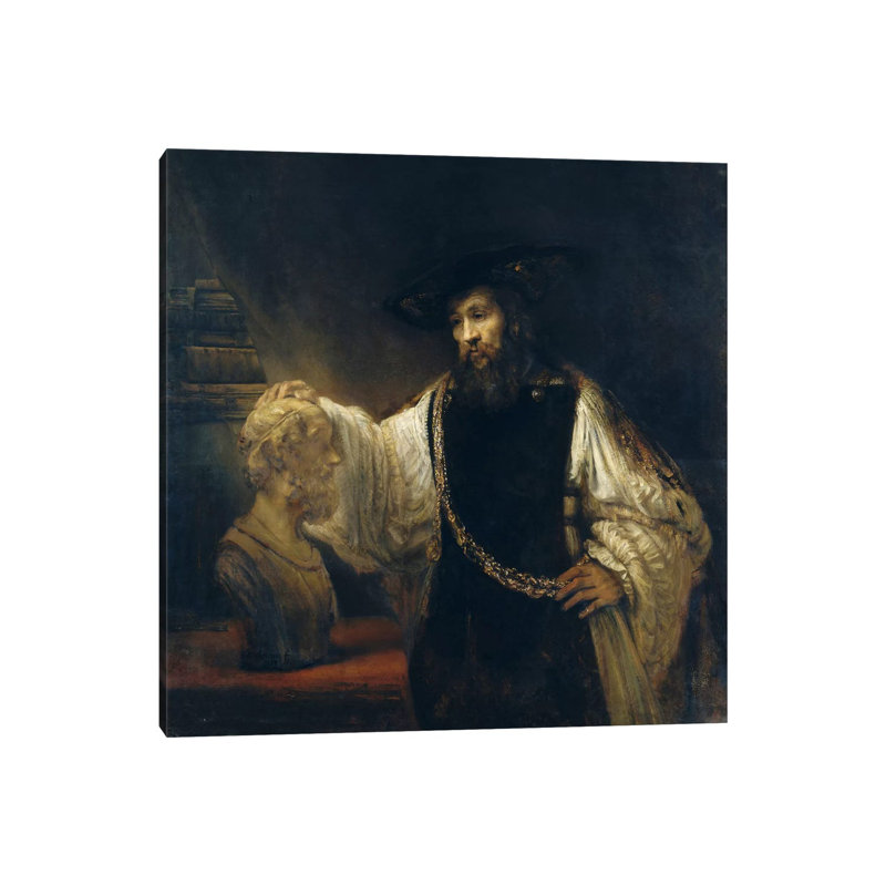 Aristotle Comtemplating The Bust Of Homer Or Aristotle With A Bust Of Homer by Rembrandt Van Rijn - Wrapped Canvas Print