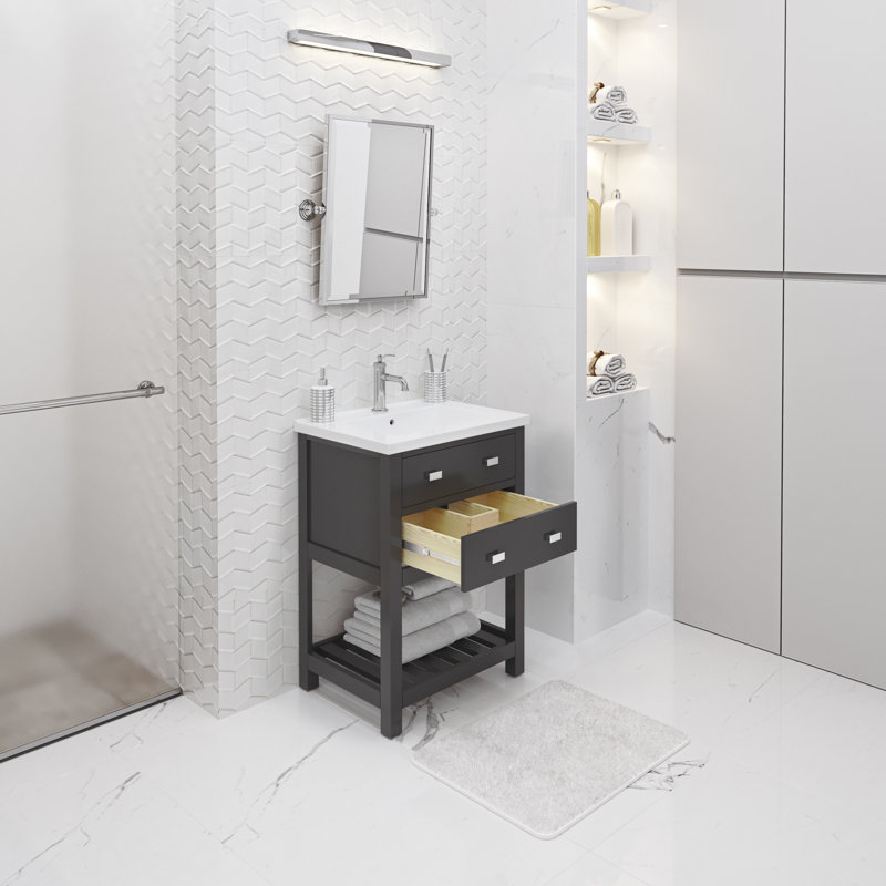 Ensemble de meuble-lavabo simple pour salle de bain de 24 po Caitlyn, Noir