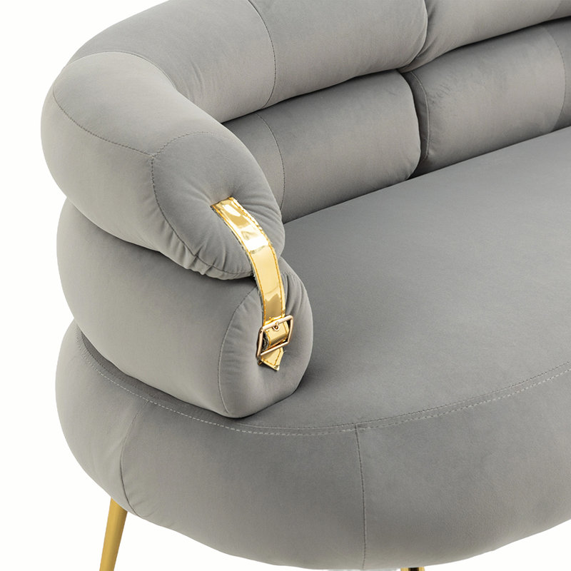 Mini banc rembourré avec dossier incurvé, Gris