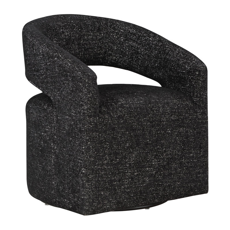 Jaidie Upholstered Swivel Barrel Chair, Midnight Black