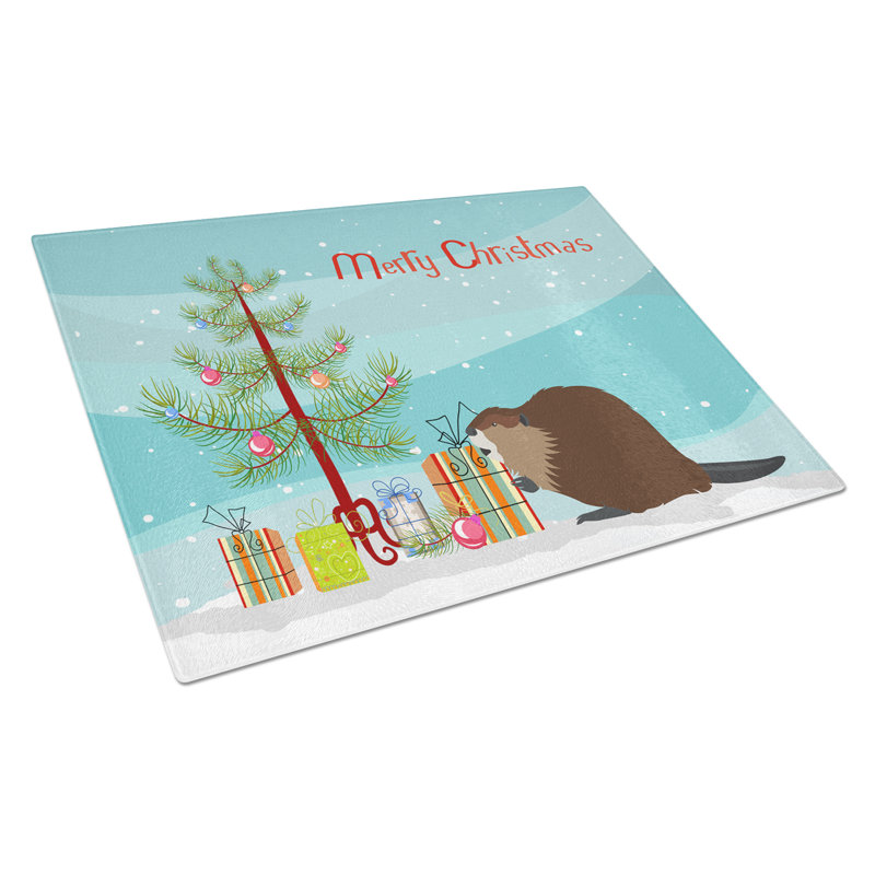 Planche à découper de noël beaver en verre trempé caroline Eurasian
