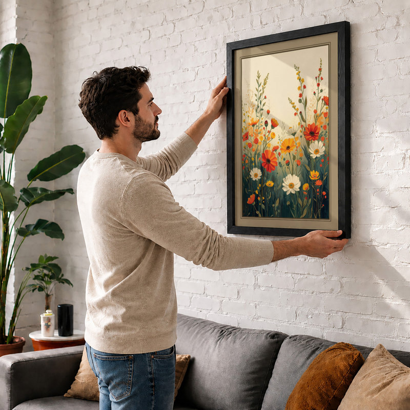 Wildflower Meadow Botanical - Print, A1 - 84.1 x 59.4 cm, Black