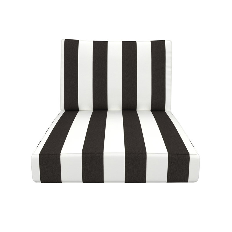 Coussin de chaise d'extérieur à assise profonde Donnely Sunbrella®, Cabana classique à rayures noires Sunbrella®