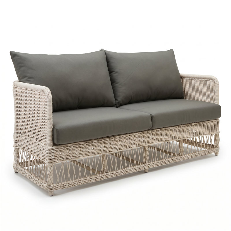 Margot Natural Outdoor Patio Sofa, Canvas Charcoal, White