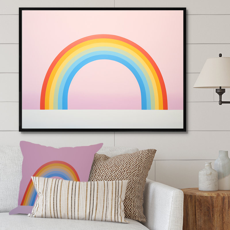 Minimalisme, arc-en-ciel, répit sur toile, H 24 po x l 32 po x P 1 po, Cadre flottant noir