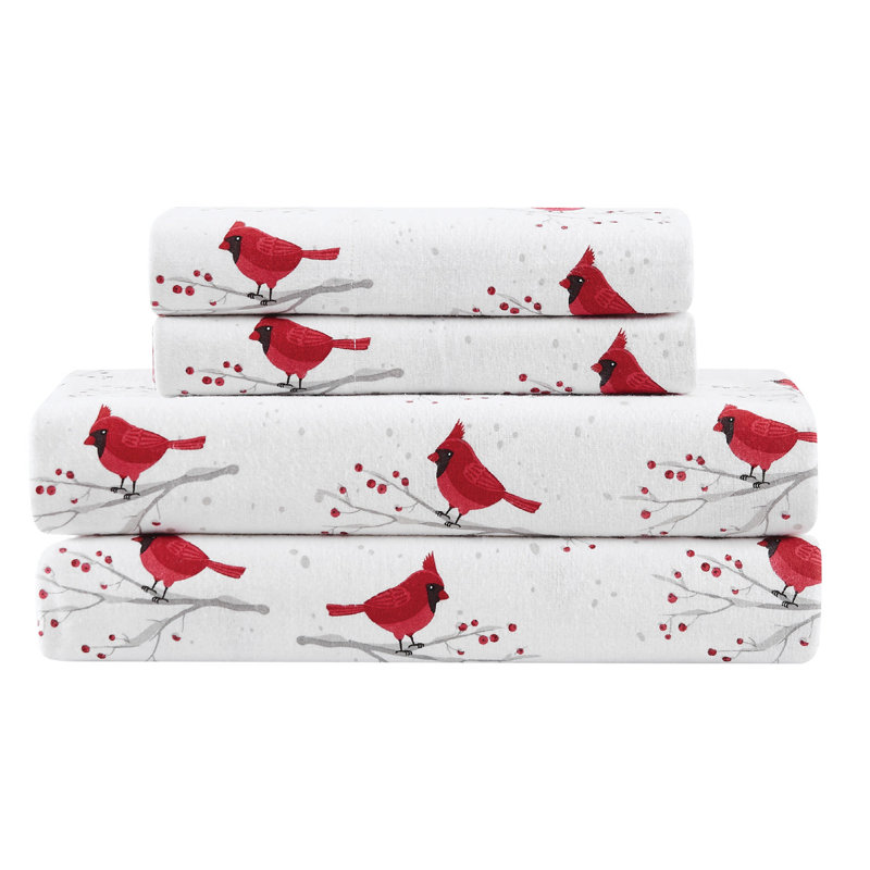 Ensemble de valises pour chambre d'amis Trely Soft Cardinals, Ensemble de draps pour grand lit avec 2 taies d'or