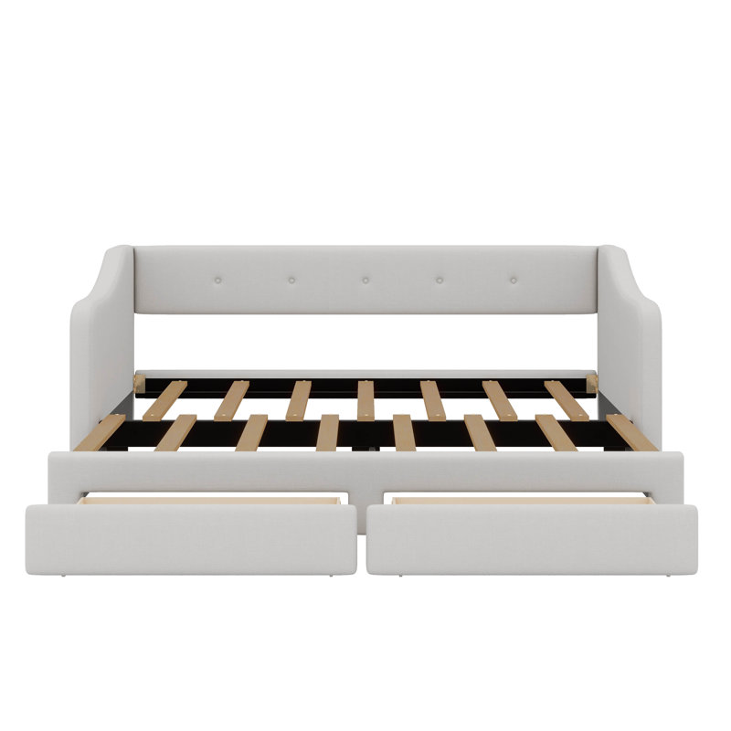 Premium Adjustable Twin XL To King Size Daybed With Dual Storage Compartments, Beige