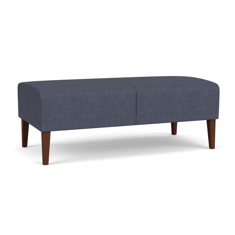 Luxe Lounge Reception 2 Seat Bench, Plot Line Navy, Walnut Wood