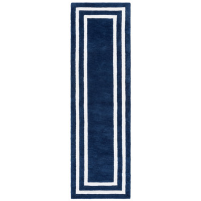 Lauren Ralph Lauren 6953 Hand Tufted Wool; Viscose Geometric Rug in Navy/Ivory