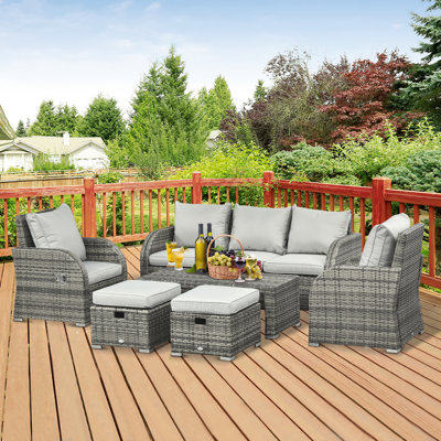 Canapé modulaire d'extérieur en rotin 3 pièces Dorrell