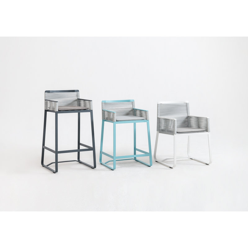 Skin Outdoor Bar Stool, Aqua, Counter Stool (24" Seat Height)