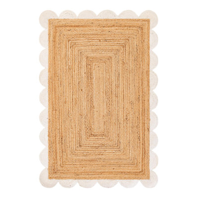 Solid Scallop Braided Jute Rug