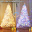 Arbre de Noël artificiel 6 pi (non pré-câblé) avec télécommande, 300 lumières à DEL blanc chaud et multicolores, arbre de Noël artificiel avec pieds en métal, 850 branches, blanc
