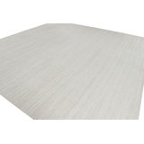 Hand Knotted Silk Striped Area Rug in White