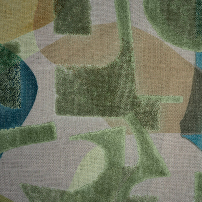 Kaleidoscope - Abstract Design Cut Velvet Upholstery Fabric, Mermaid