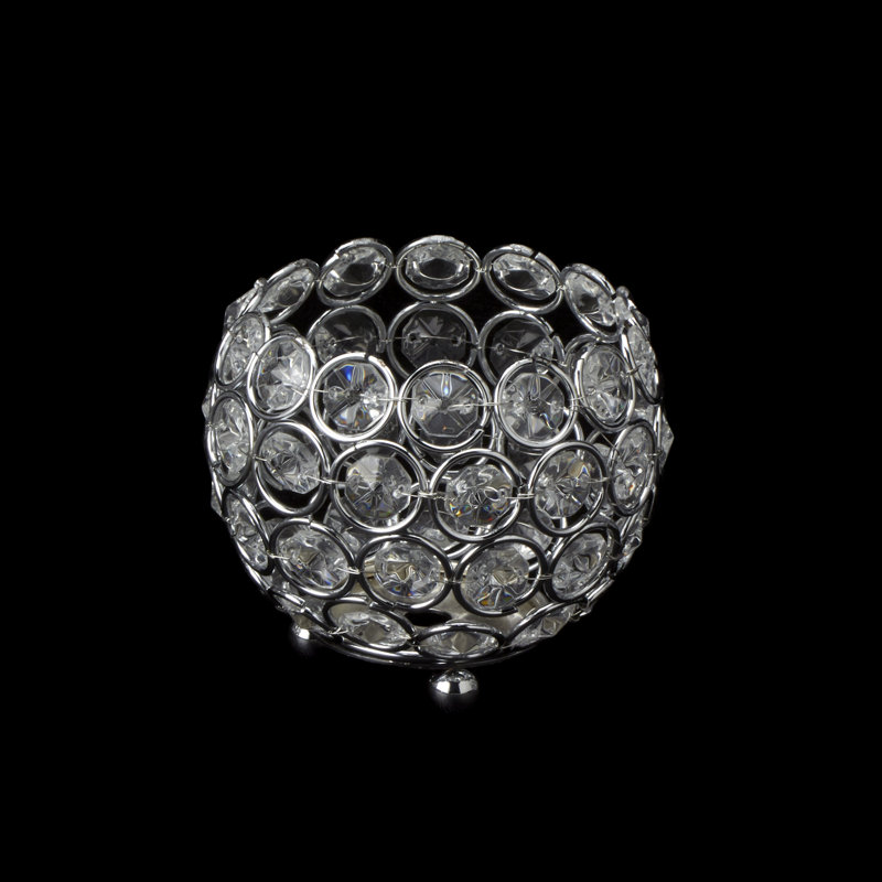 Crystal Tabletop Votive Holder, Silver, 2.75" H x 3.5" W x 3.5" D