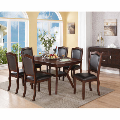 Faux Leather Upholstered Dining Chairs, Brown (Set Of 2)