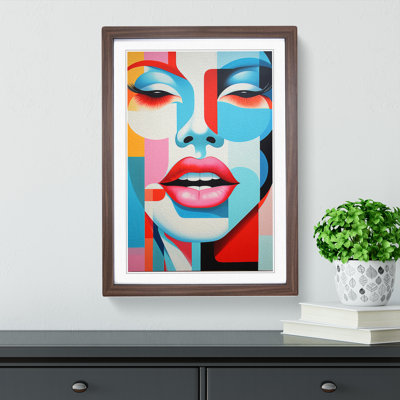Lips Mouth Constructivism - Single Picture Frame Print on Wood
