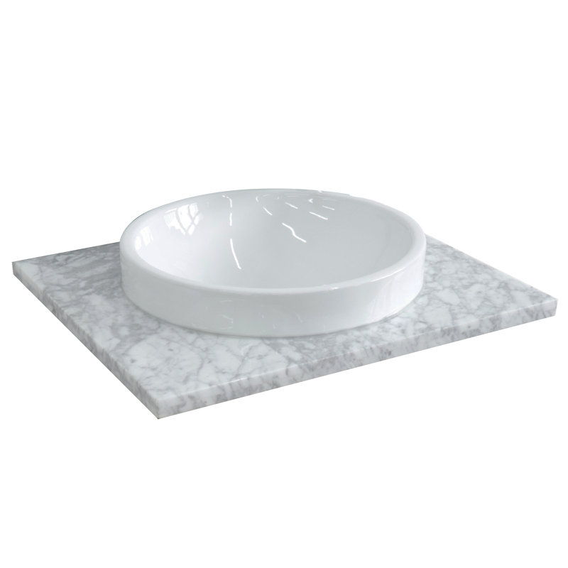 Plateau de meuble-lavabo simple 25 "avec lavabo, Marbre de Carrare blanc