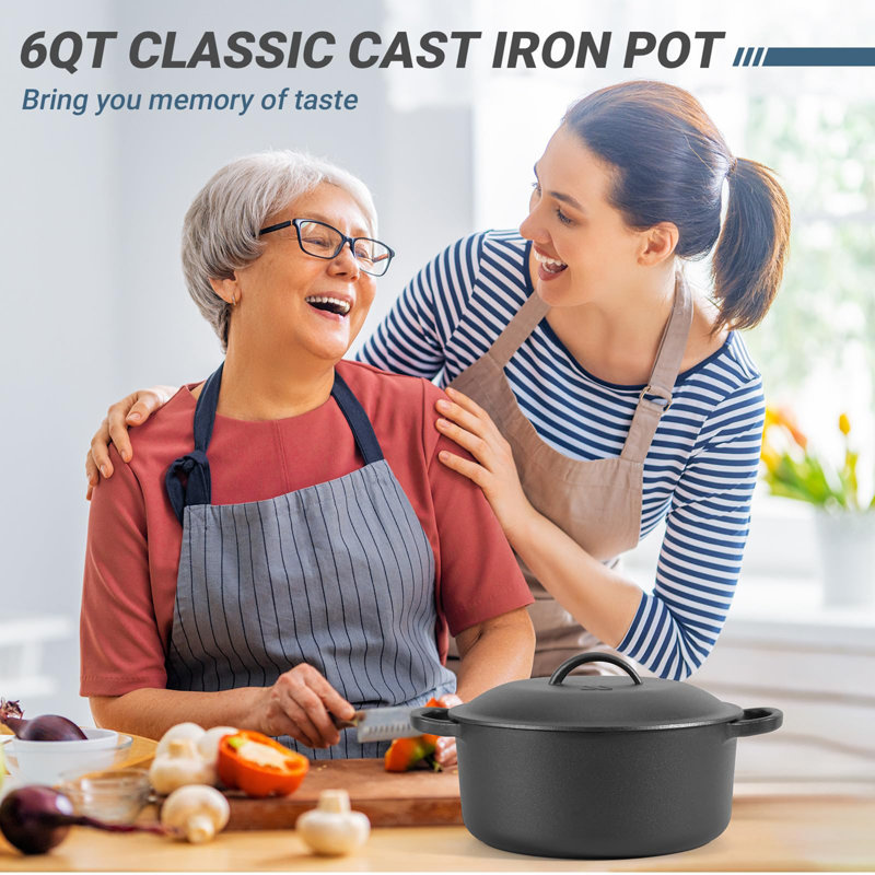 6 QT Basics Cast Iron Dutch Oven Pot