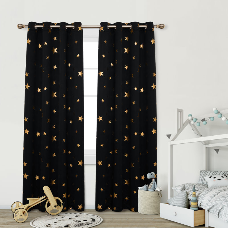 Marcela Eyelet Room Darkening Thermal Curtain, Black, Width 117 x Drop 138 cm