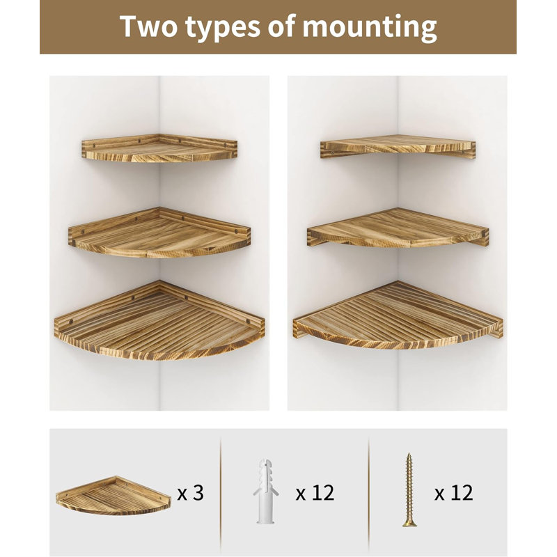Tablette d'angle en bois massif Keelia