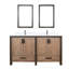 60 po L x P 22 po Meuble-lavabo rustique pour salle de bain avec comptoir en quartz blanc et miroirs - sections à fermeture en douceur, teinture pour griffes, deux armoires de rangement pour salle de bain double de 60 po avec composants de 22 po-2064328391