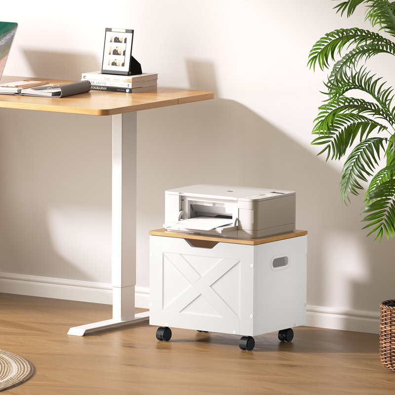 Rolling Filing Cabinet Mall File Cabinet Under Desk With Single Drawer, White/Yellow