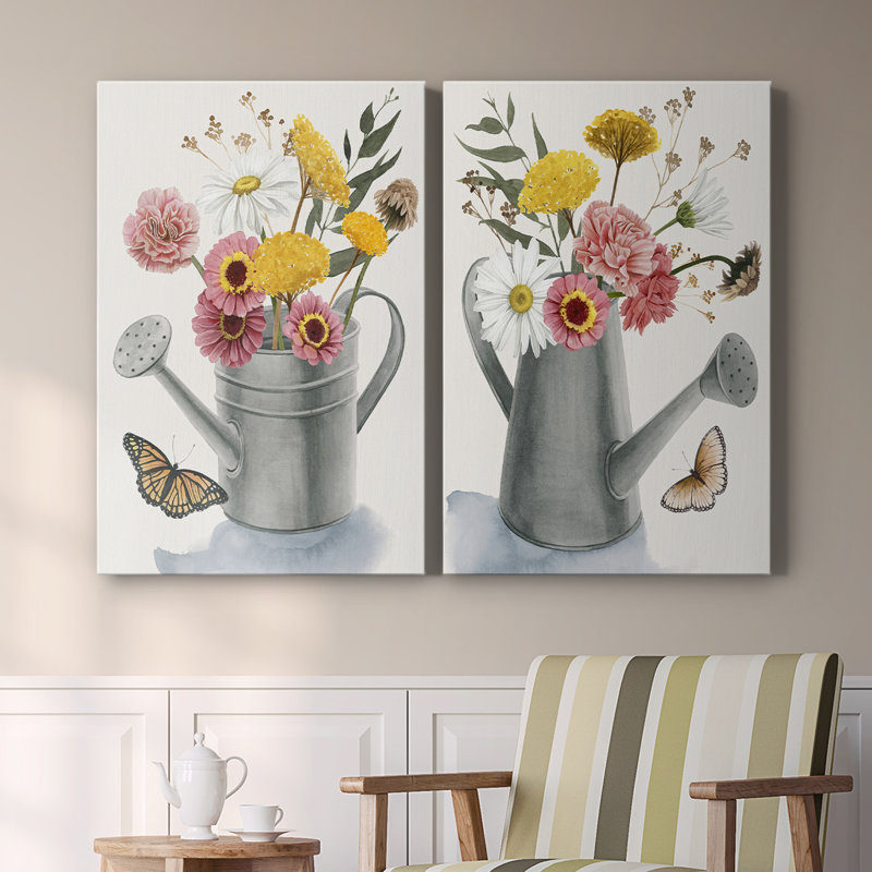 Arrosoir, bouquet I - Toile tendue avec châssis de qualité supérieure - Prêt à être accroché, H 27 po x l 36 po