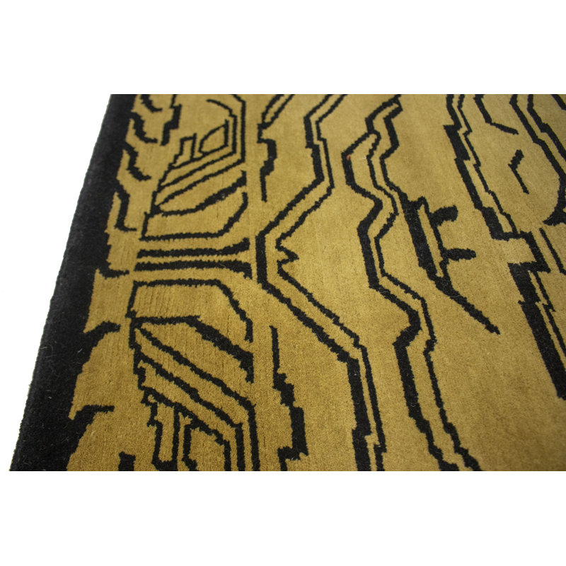 Tapis oriental tribal beige doré, 5 pi 2 po x 7 pi 3 po