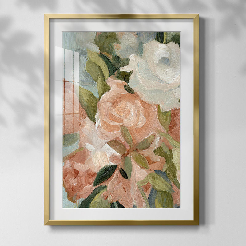 Motif rétro I, Blanc, Papier avec cadre doré