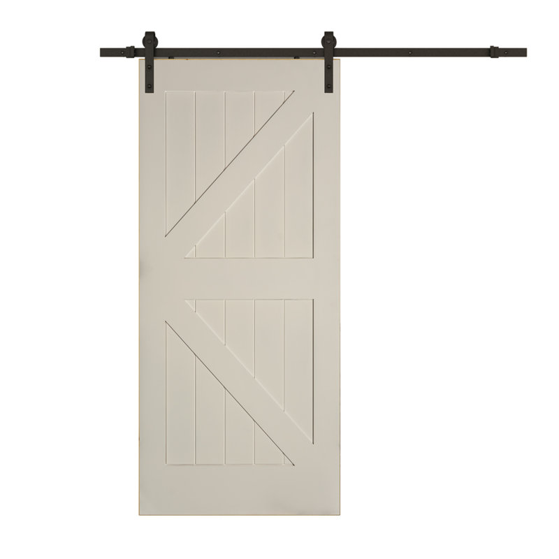 British Brace Black Solid Core Barn Door with Flat Track