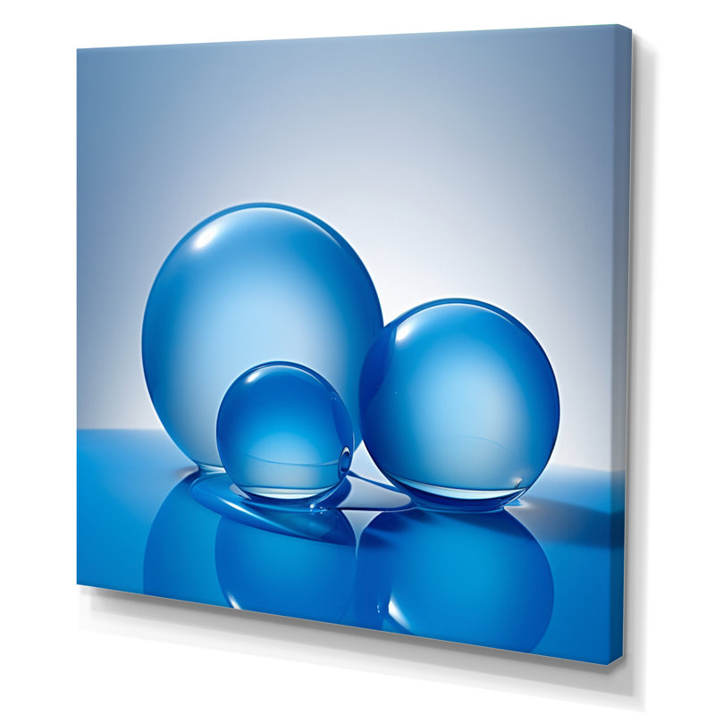 Serenity Sapphire Circular Spheres - Art mural moderne sur toile géométrique, Toile tendue, H 36 po x l 36 po x P 1,5 po