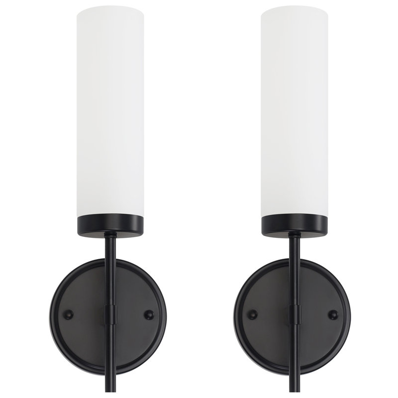  Zulmy 1 - Light Dimmable Wallchiere Wall Mounted Sconce Wall Light with White Frosted Glass, Matte Black