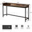 Console extra longue 70,9 po avec prises de courant et ports USB, table de canapé étroite derrière le canapé, table de bar de hall d'entrée industrielle avec station de charge pour le salon, couloir, brun rustique