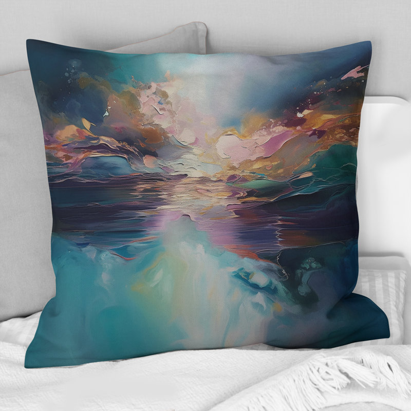 Coussin Spiritation Ocean Sunset In Shades Of Blue - Abstract Landscape