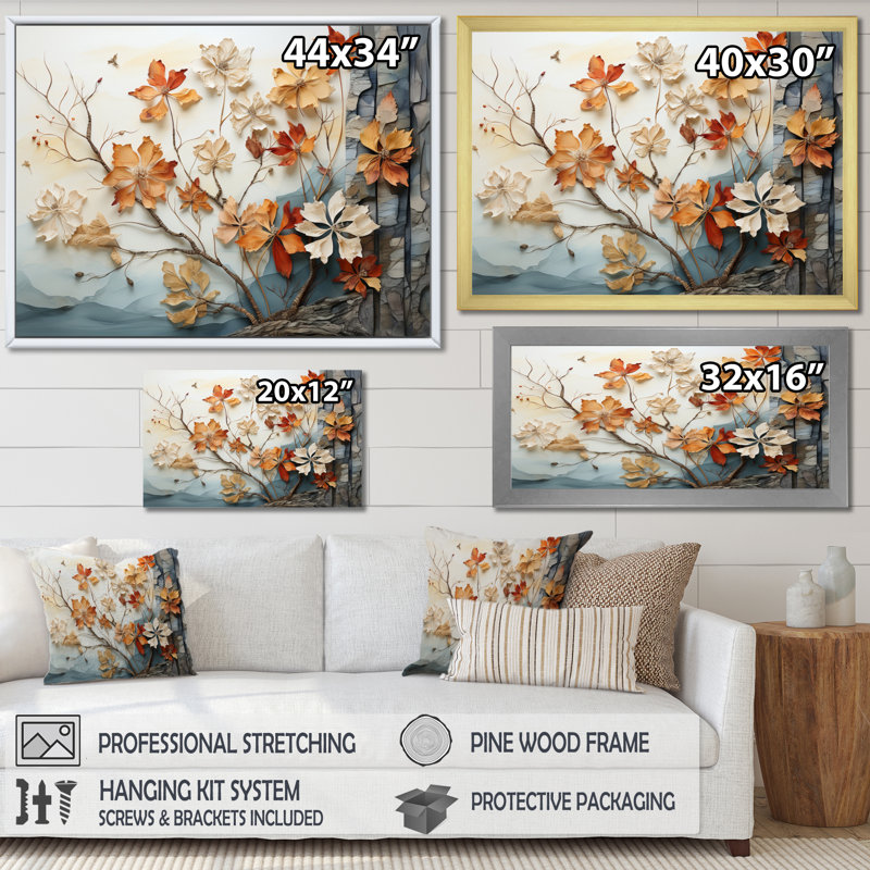 «Peach Grey Tree Tree Whispering Maple II», reproduction sur toile, Cadre photo blanc, H 24 po x l 32 po